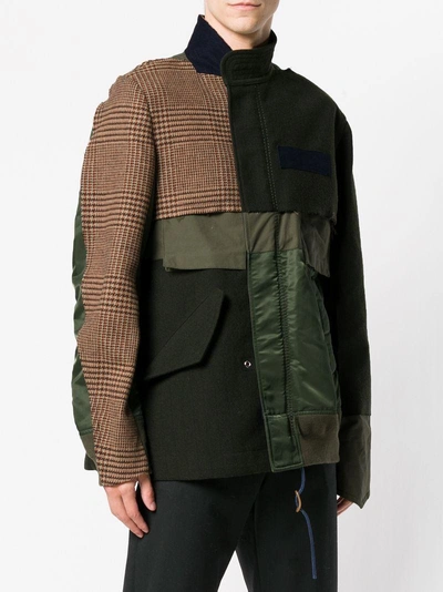 Shop Sacai Patchwork Jacket In Green