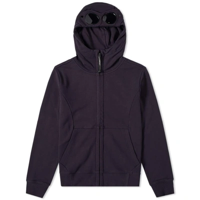 Shop C.p. Company Zip Goggle Hoody In Blue