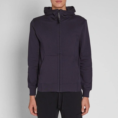Shop C.p. Company Zip Goggle Hoody In Blue