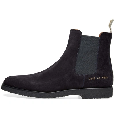 Shop Common Projects Chelsea Boot Suede In Blue