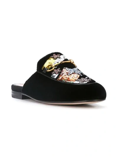 Shop Gucci Princetown Embroidered Mules In Black