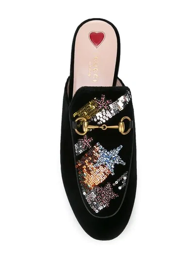 Shop Gucci Princetown Embroidered Mules In Black