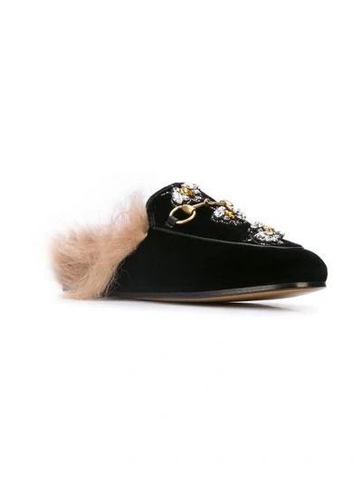 Shop Gucci Embellished Princetown Horsebit Loafers In Black