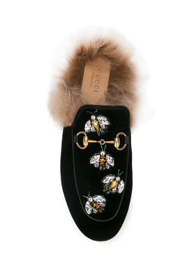 Shop Gucci Embellished Princetown Horsebit Loafers In Black