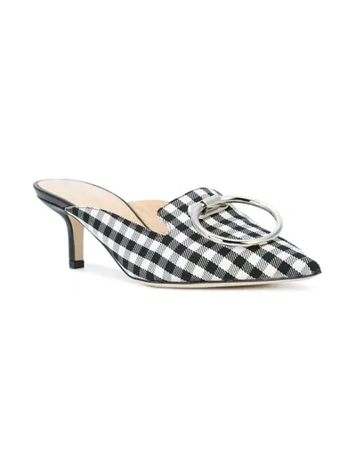 Shop Monse Gingham Plaid Kitten Mule In Black