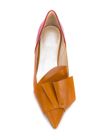 Shop Delpozo Pleated Ballerina Shoes In Orange