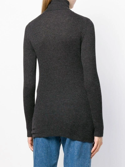 Shop Iris Von Arnim Roll Neck Ribbed Sweater - Grey