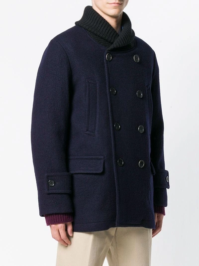 Shop Tomorrowland Double Breasted Coat - Blue