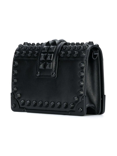 Shop Prada Studded Cahier Cross-body Bag - Black