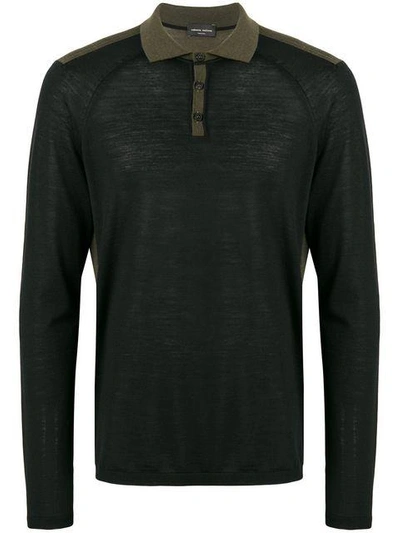 Shop Roberto Collina Two-tone Polo Shirt - Black