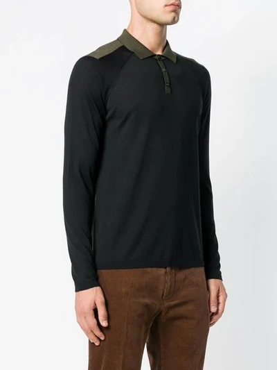 Shop Roberto Collina Two-tone Polo Shirt - Black