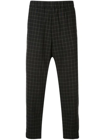 Shop Casey Casey Checked Straight Trousers - Black