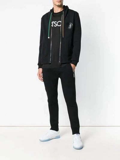 Shop Versace Collection Zipped Hoodie - Black