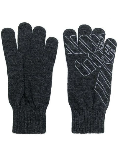 Shop Ea7 Logo Gloves In Grey