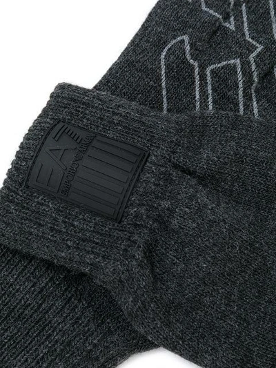 Shop Ea7 Logo Gloves In Grey
