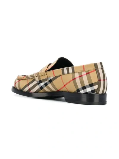 Shop Burberry Vintage Check Cotton Loafers In Yellow & Orange