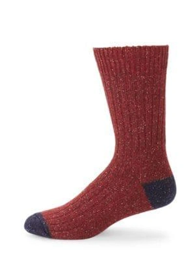 Shop Barbour Houghton Dual-toned Socks In Red Navy