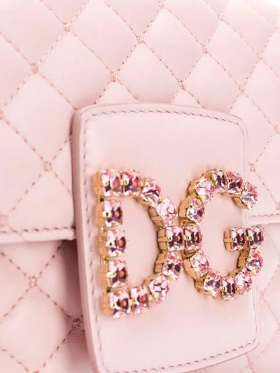 Shop Dolce & Gabbana Foldover Logo Crossbody Bag In Pink