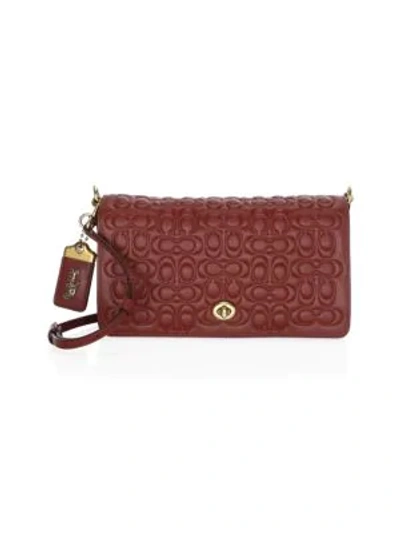 Shop Coach Dinky Signature Leather Crossbody Bag In Bordeaux