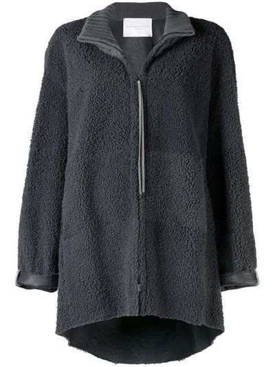 Shop Fabiana Filippi Oversized Shearling Jacket - Grey