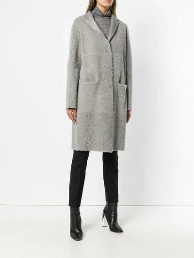 Shop Fabiana Filippi Reversible Single Breasted Coat - Grey