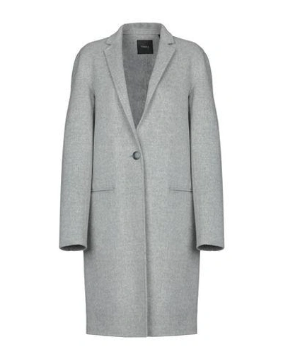 Shop Theory Coat In Light Grey