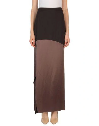 Shop Brunello Cucinelli Maxi Skirts In Dark Brown