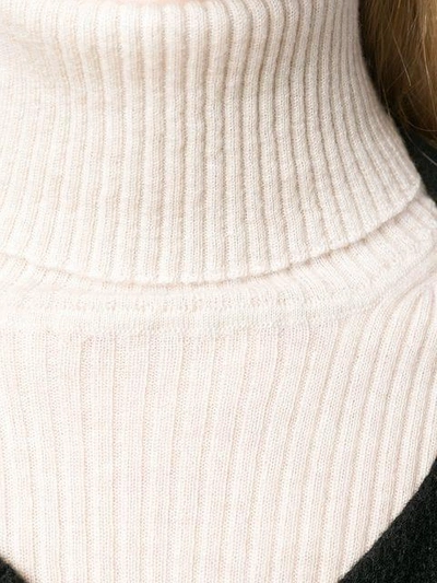 Shop Iris Von Arnim Ribbed Knit Roll Neck Sweater - Neutrals