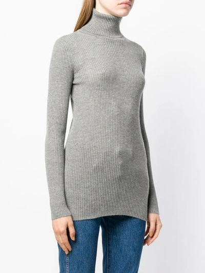 Shop Iris Von Arnim Ribbed Knit Roll Neck Sweater - Grey
