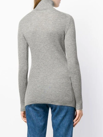 Shop Iris Von Arnim Ribbed Knit Roll Neck Sweater - Grey