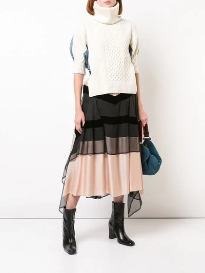 Shop Sacai Tiered Skirt - Black