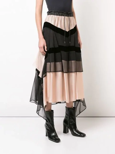 Shop Sacai Tiered Skirt - Black