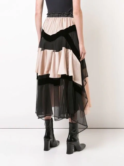 Shop Sacai Tiered Skirt - Black