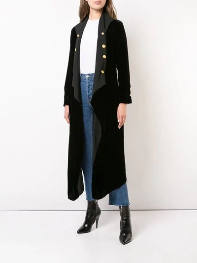 Shop Greg Lauren Asymmetric Coat In Black