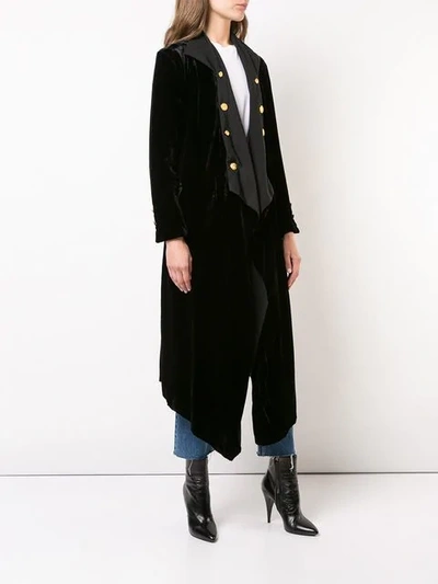 Shop Greg Lauren Asymmetric Coat In Black