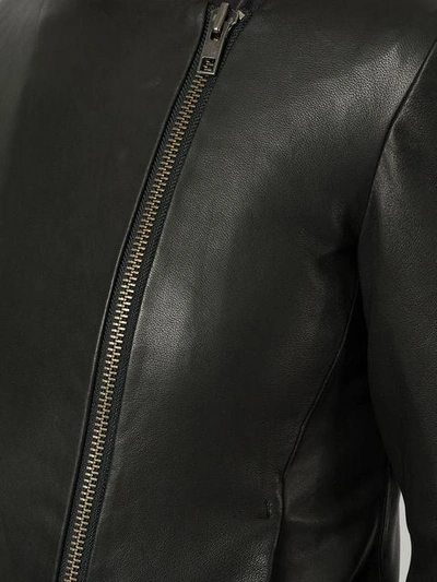 Shop Vince Asymmetric Leather Jacket In Black