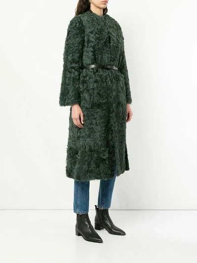 belted shearling coat