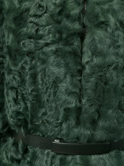 Shop Yves Salomon Belted Shearling Coat - Green