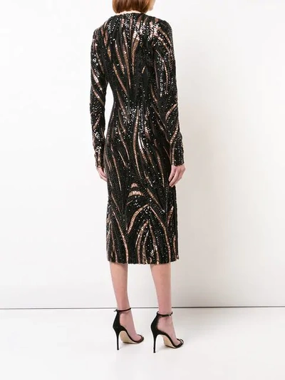 Shop Halpern Sequinned Midi Dress In Brown