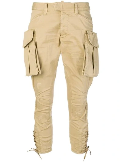Shop Dsquared2 Cropped Cargo Trousers - Neutrals