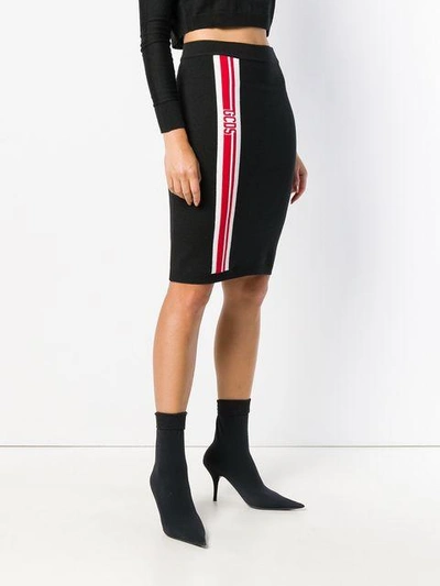 Shop Gcds Stretch Midi Skirt In Black