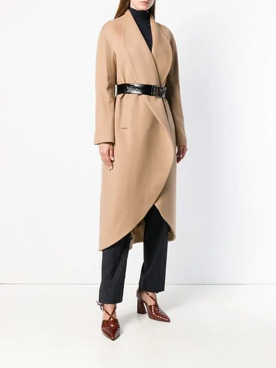 Shop Federica Tosi Belted Coat - Neutrals