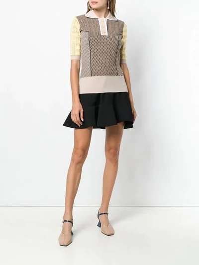 Shop Carven Knitted Polo Top - Brown