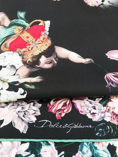 Shop Dolce & Gabbana Floral Print Scarf - Black