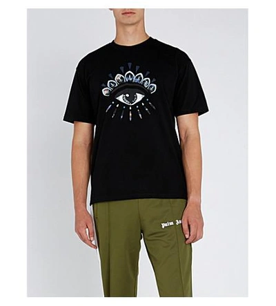 Shop Kenzo Eye-print Cotton-jersey T-shirt In Black