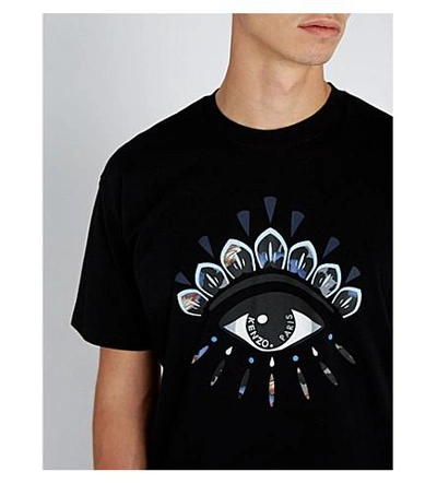 Shop Kenzo Eye-print Cotton-jersey T-shirt In Black