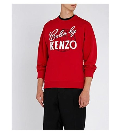 Shop Kenzo ‘color By ' Cotton-jersey Sweatshirt In Medium Red