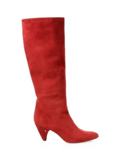 Shop Laurence Dacade Salome Suede Slouchy Boots In Red