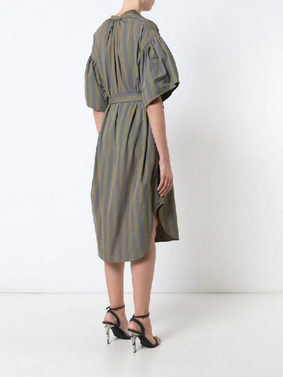Shop Tome Striped Belted Dress - Green