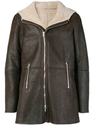 Shop Sword 6.6.44 S.w.o.r.d 6.6.44 Hooded Shearling Jacket - Brown